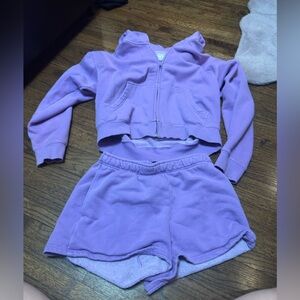 Aritzia Purple Hoodie and Shorts Set